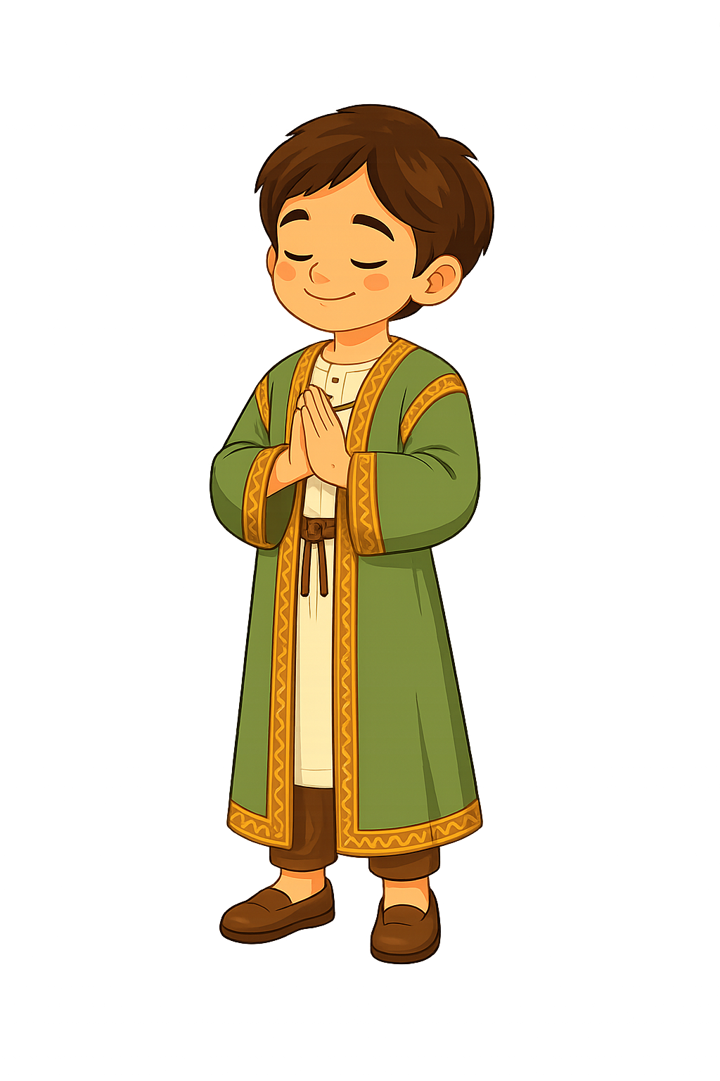 Sam praying, hands clasped